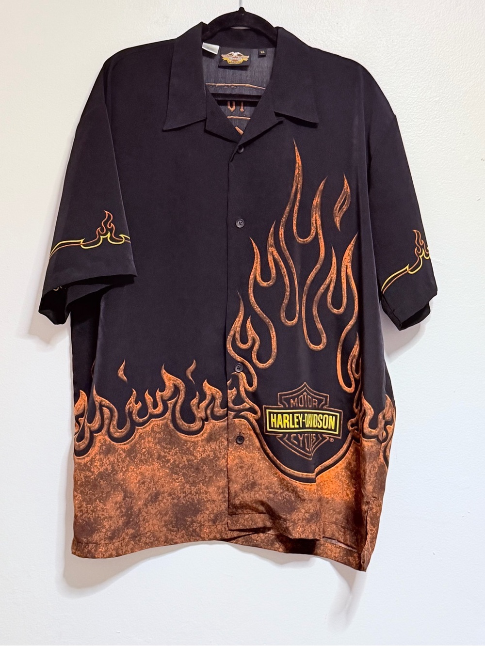 Harley-Davidson Black Shirt with Orange Flame Graphics X-Large